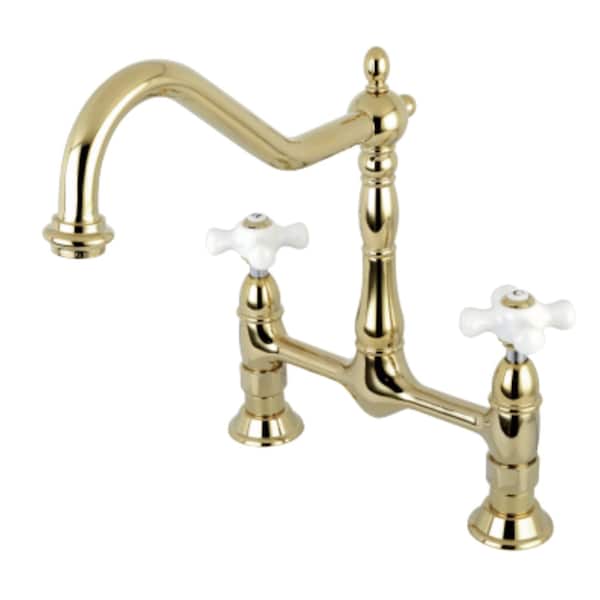 KS1172PX Heritage Bridge Kitchen Faucet, Polished Brass